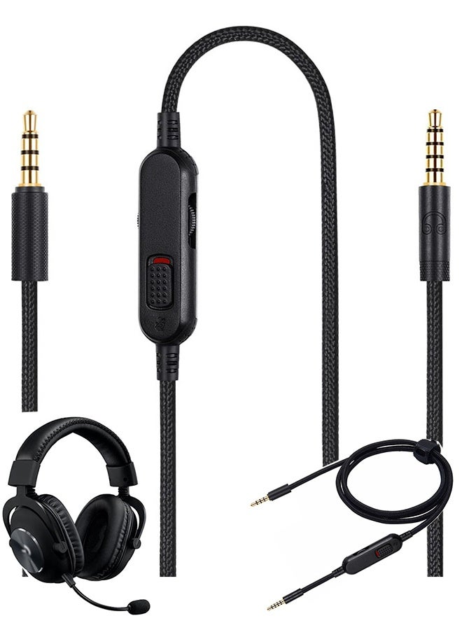 كابل G Pro X، كابل سماعة رأس ألعاب قابل للفصل بديل لـ Logitech G Pro / G433 / G233، سلك مضفر من النايلون مقاس 3.5 مم (1/8 بوصة) مع مفتاح كتم الصوت المدمج ووحدة التحكم في مستوى الصوت، بطول 6 أقدام - Image 1