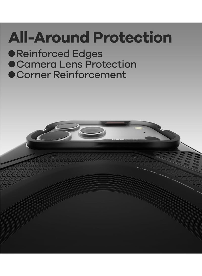 Aulumu A17 Rugged Case for iPhone 17 Pro | MagSafe Compatible | Integrated Drop Protection | Touch-Sensitive Buttons | Military-Grade Outdoor Design Black - Image 5