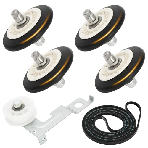 Casmer Dryer Repair Kit Compatible with ge Dryers Includes 4 PCS WE03X10008 Dryer Drum Roller WE12X10011 Dryer Belt and WE12X10013 Idler Pulley Assembly,Note the Incompatible Models in Figure 6 - Image 1