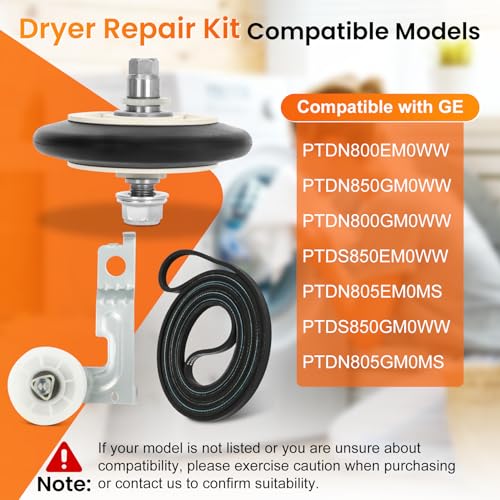 Casmer Dryer Repair Kit Compatible with ge Dryers Includes 4 PCS WE03X10008 Dryer Drum Roller WE12X10011 Dryer Belt and WE12X10013 Idler Pulley Assembly,Note the Incompatible Models in Figure 6 - Image 4