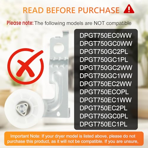 Casmer Dryer Repair Kit Compatible with ge Dryers Includes 4 PCS WE03X10008 Dryer Drum Roller WE12X10011 Dryer Belt and WE12X10013 Idler Pulley Assembly,Note the Incompatible Models in Figure 6 - Image 2