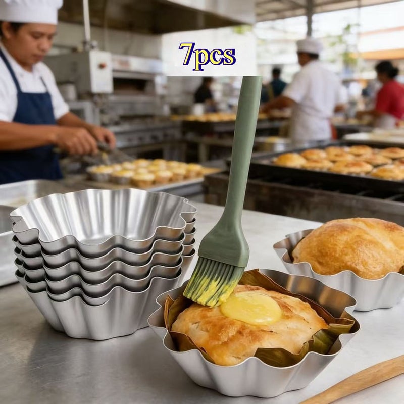 7pcs Large 4.5 Inch Wave Edge Mold for Filipino Egg Tart and Ensaymada - Image 1