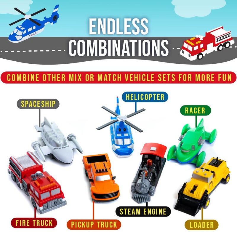 POPULAR PLAYTHINGS Magnetic Vehicles for Toddlers 1-3, Mix or Match Car Toys, 21 Piece Gift for Kids - Vehicles Orange - Image 5