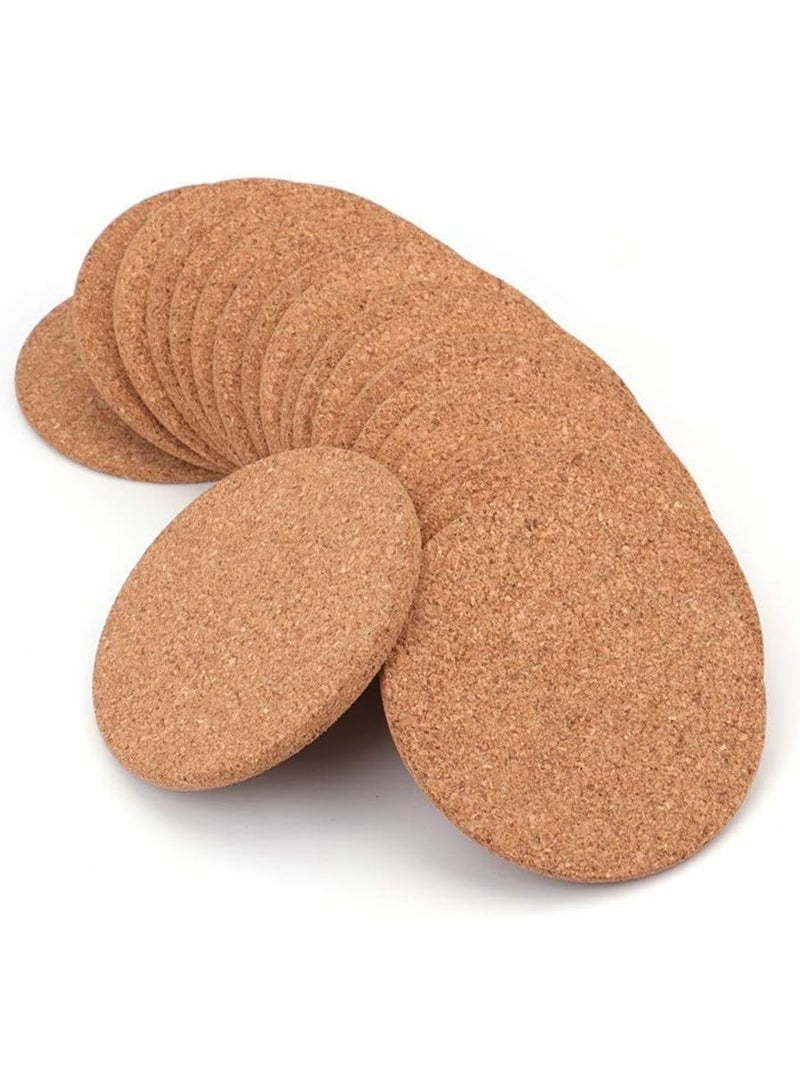 Tebery 20 Pack Round 3.9" Absorbent Cork Coasters for Drinks in Office, Home, or Cottage -1/5" Thick - Image 1