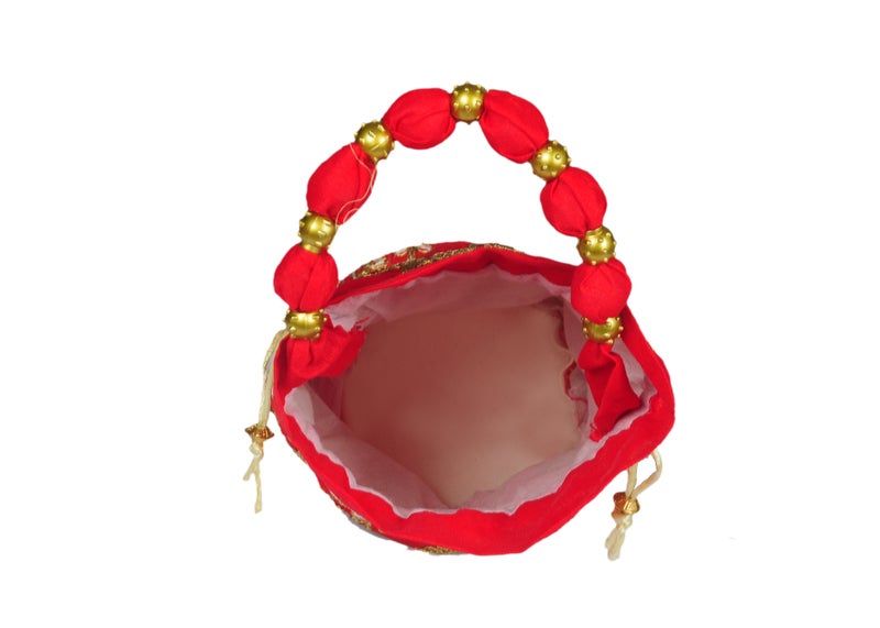 SuneshCreation Ethnic Potli Handbag with Beaded Handle for Women - Image 3