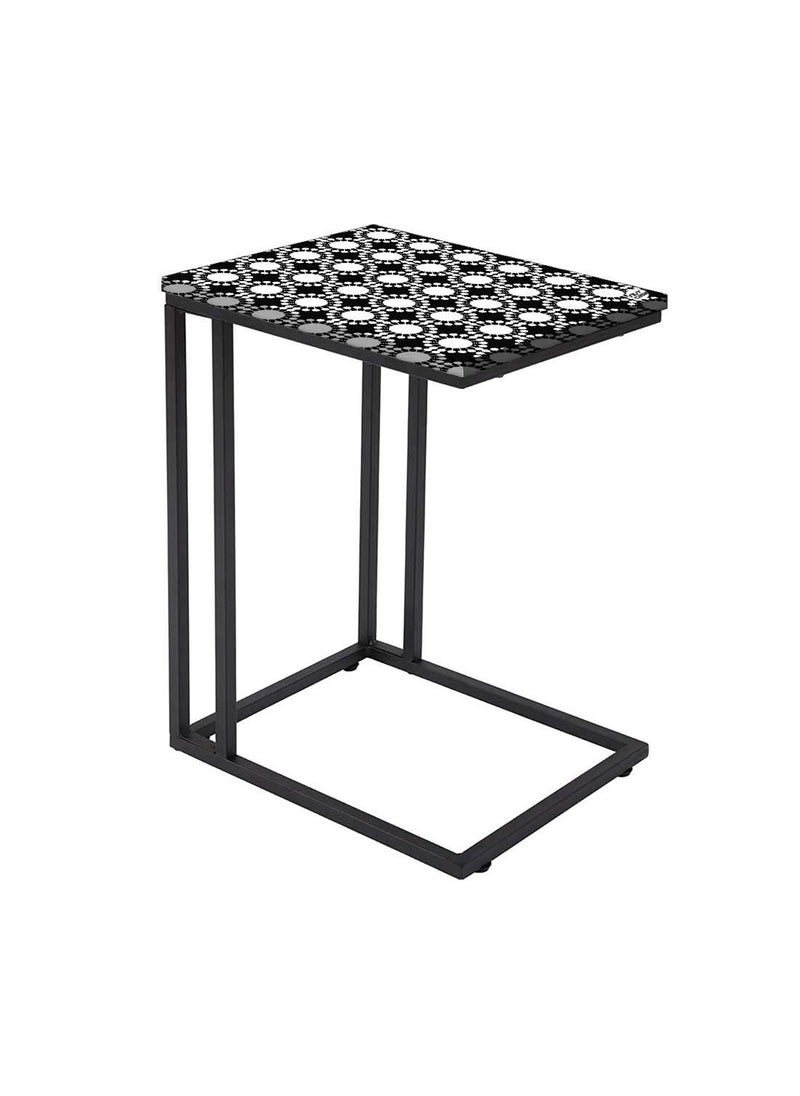 Nutcase Nutcase Design C Shaped Side Table for Laptop Work on Sofa CouchStudy Breakfast Snack Serving End Tables for Living Room Bedroom Black and White White Circle  - Image 1