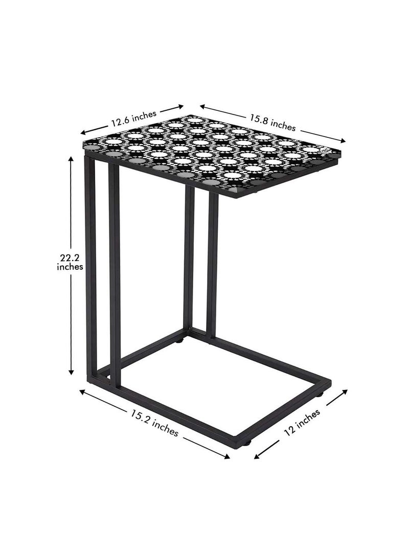 Nutcase Nutcase Design C Shaped Side Table for Laptop Work on Sofa CouchStudy Breakfast Snack Serving End Tables for Living Room Bedroom Black and White White Circle  - Image 3