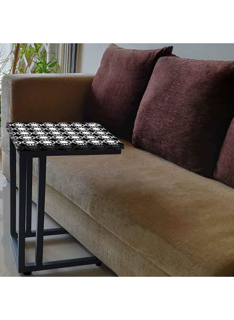 Nutcase Nutcase Design C Shaped Side Table for Laptop Work on Sofa CouchStudy Breakfast Snack Serving End Tables for Living Room Bedroom Black and White White Circle  - Image 2