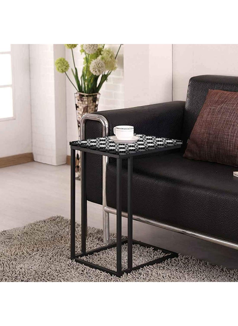 Nutcase Nutcase Design C Shaped Side Table for Laptop Work on Sofa CouchStudy Breakfast Snack Serving End Tables for Living Room Bedroom Black and White White Circle  - Image 4