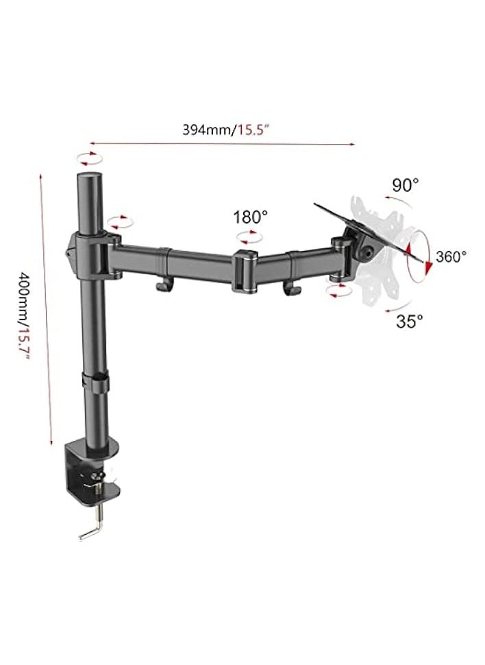 Single LCD Monitor Stand Desk Mount Heavy Duty Fully Adjustable Monitor Arm With Tilt And Swivel, Fits Screens Up to 27 inch