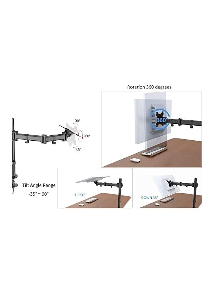 Single LCD Monitor Stand Desk Mount Heavy Duty Fully Adjustable Monitor Arm With Tilt And Swivel, Fits Screens Up to 27 inch
