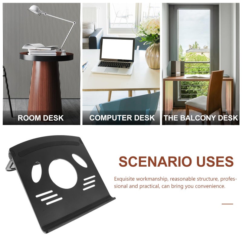 Universal Laptop Stand Adjustable Ventilated Base Anti Slip Computer Riser Holder Black - Image 4