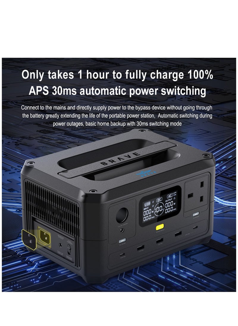Portable Power Station, 256Wh/80000mAh LiFePO4 Battery Backup, 220V/300W AC Outlet, PD 100W USB-C Fast Charging, 8 Output Ports, Solar Generator (Panel Not Included) for Home Use, Outdoor Camping, RVs, Travel, Hunting, Emergency Power, Blackouts, LED Light for Camping, Compact and Reliable Power Solution