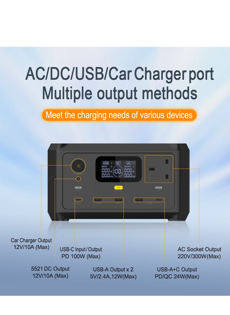 Brave Portable Power Station, 256Wh/80000mAh LiFePO4 Battery Backup, 220V/300W AC Outlet, PD 100W USB-C Fast Charging, 8 Output Ports, Solar Generator (Panel Not Included) for Home Use, Outdoor Camping, RVs, Travel, Hunting, Emergency Power, Blackouts, LED Light for Camping, Compact and Reliable Power Solution  - Image 3