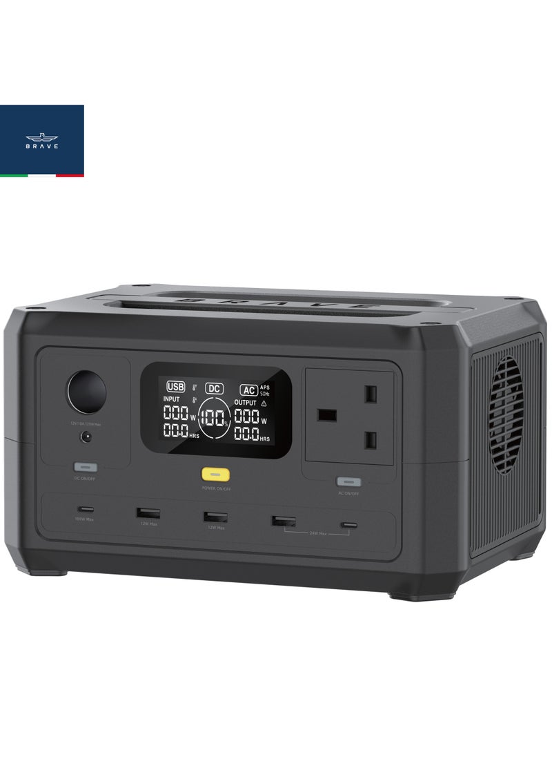 Brave Portable Power Station, 256Wh/80000mAh LiFePO4 Battery Backup, 220V/300W AC Outlet, PD 100W USB-C Fast Charging, 8 Output Ports, Solar Generator (Panel Not Included) for Home Use, Outdoor Camping, RVs, Travel, Hunting, Emergency Power, Blackouts, LED Light for Camping, Compact and Reliable Power Solution  - Image 1
