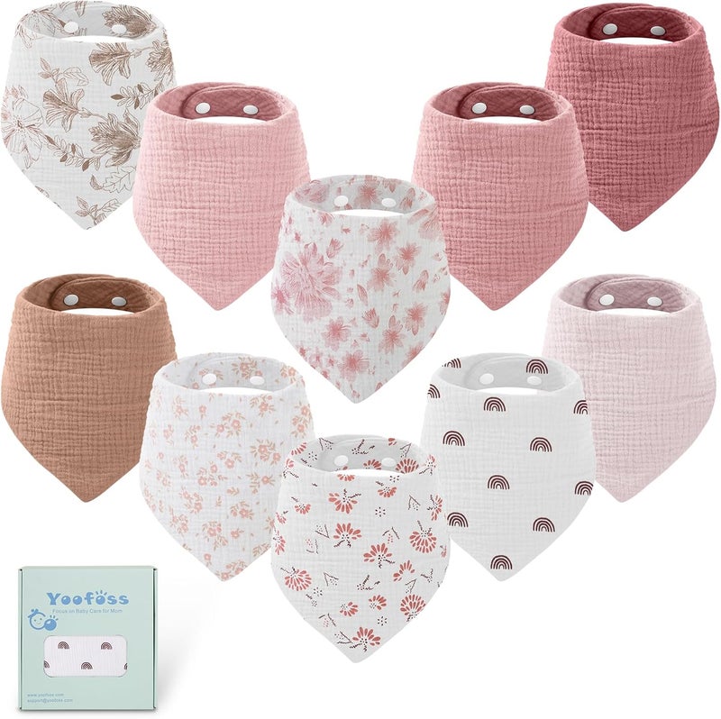 Yoofoss 10 Pack Muslin Baby Bibs - Image 1