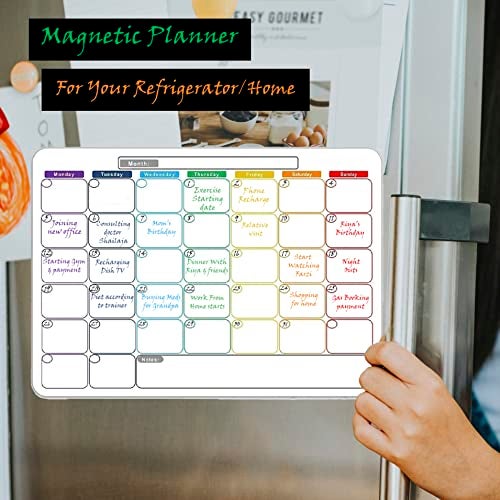 Awestuffs Magnetic Dry Erase Monthly Planner for Refrigerator - Stain Resistant Whiteboard Sheet - with 4 Markers and Eraser - [45 x 30 cm] [Made in India] (Monthly Planner) - Image 5