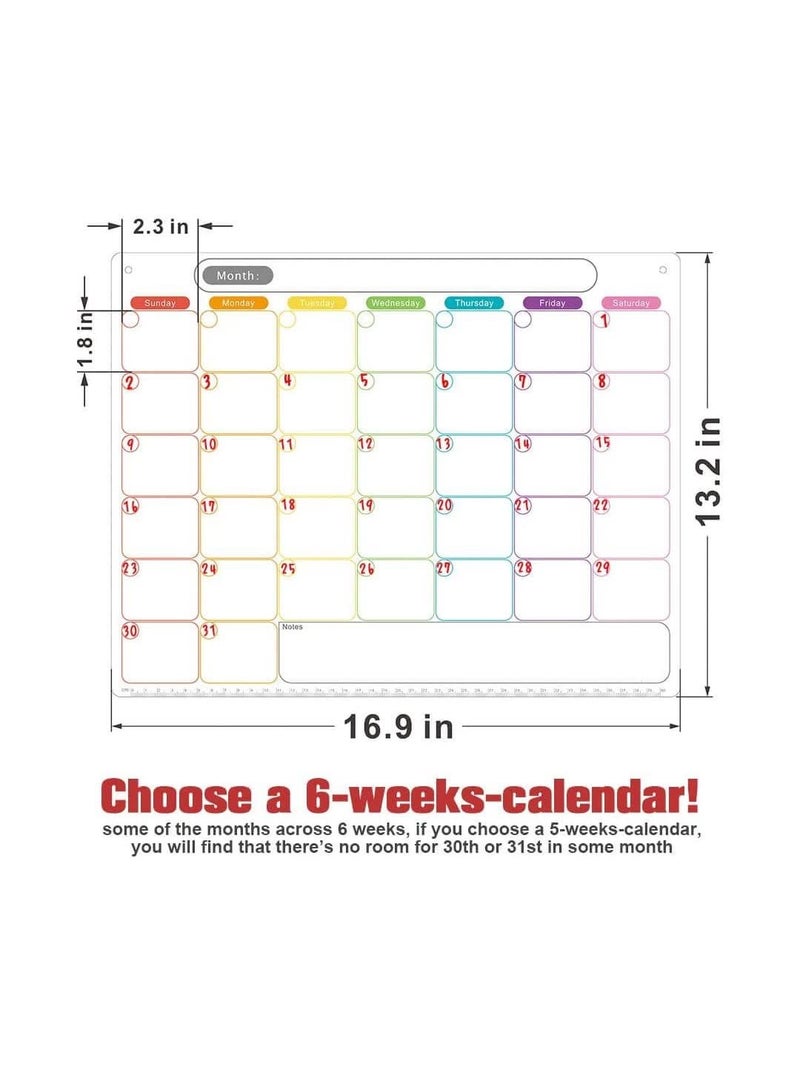 Awestuffs Magnetic Dry Erase Monthly Planner for Refrigerator - Stain Resistant Whiteboard Sheet - with 4 Markers and Eraser - [45 x 30 cm] [Made in India] (Monthly Planner) - Image 2