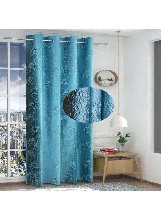 FRESH FROM LOOM Semi Sheer Curtains For Door 7 Feet Long|Door Window Curtain|Premium Polyester Punch Parda|Latest Modern Parde For Living Room Bedroom|Home Screens|Eyelet Ring (Aqua, 1Pc Only) - Image 1