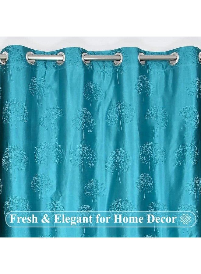 FRESH FROM LOOM Semi Sheer Curtains For Door 7 Feet Long|Door Window Curtain|Premium Polyester Punch Parda|Latest Modern Parde For Living Room Bedroom|Home Screens|Eyelet Ring (Aqua, 1Pc Only) - Image 2