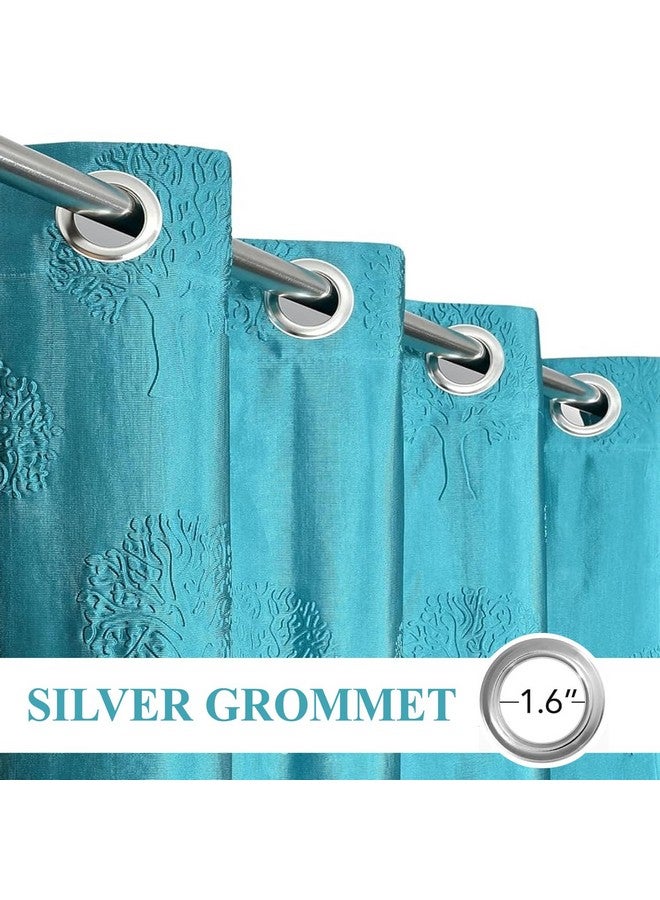 FRESH FROM LOOM Semi Sheer Curtains For Door 7 Feet Long|Door Window Curtain|Premium Polyester Punch Parda|Latest Modern Parde For Living Room Bedroom|Home Screens|Eyelet Ring (Aqua, 1Pc Only) - Image 3