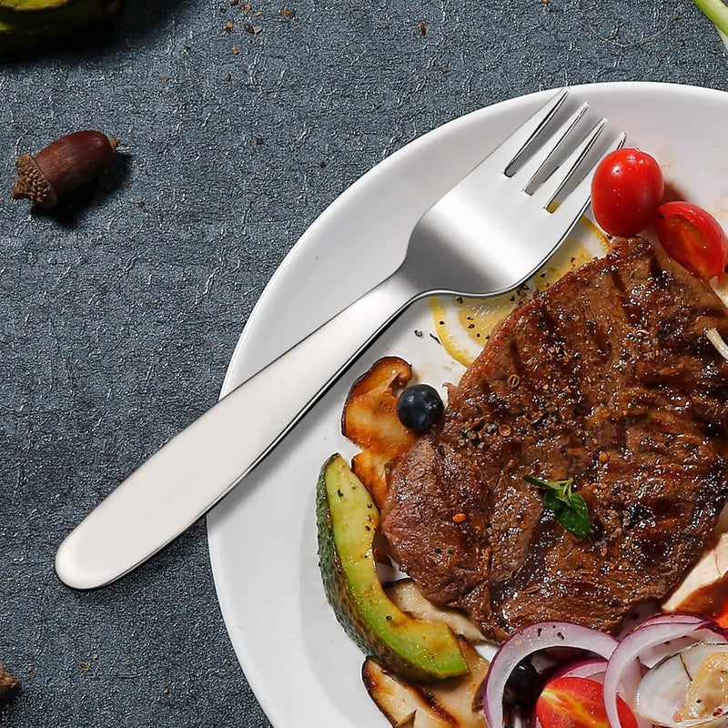 VANRA أدوات تناول الطعام للأطفال من VANRA مصنوعة من الفولاذ المقاوم للصدأ 188، 4 قطع، 58 بوصة، مجموعة أدوات مائدة فضية للاستخدام المنزلي والمدرسي - Image 5