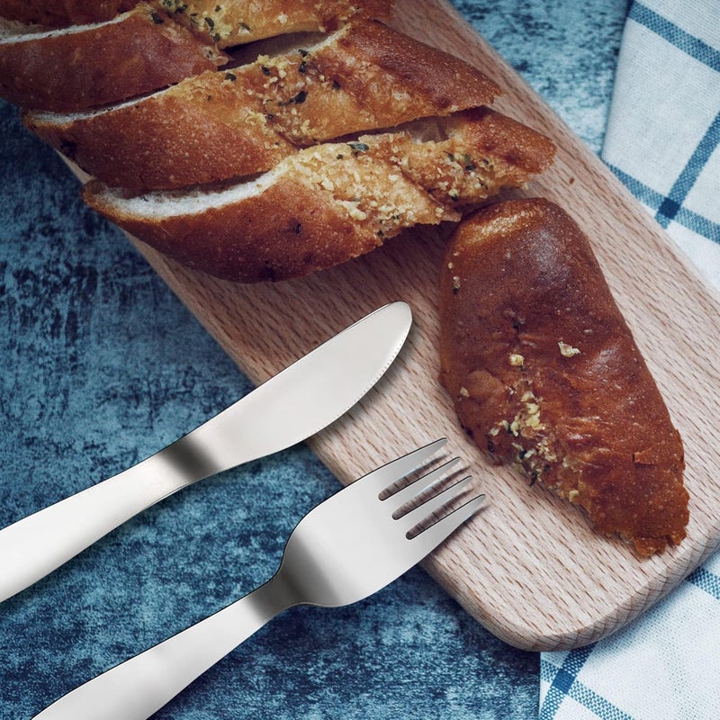 VANRA أدوات تناول الطعام للأطفال من VANRA مصنوعة من الفولاذ المقاوم للصدأ 188، 4 قطع، 58 بوصة، مجموعة أدوات مائدة فضية للاستخدام المنزلي والمدرسي - Image 2