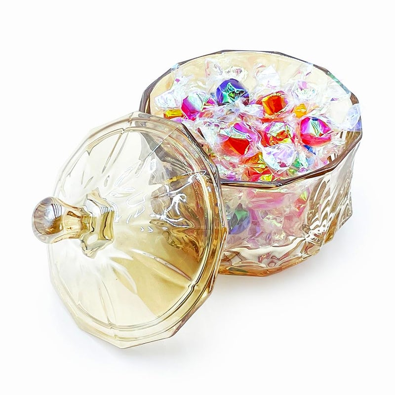 EWEIGEER 8oz Glass Candy Jar with Lid,Small Crystal Fall Candy Dish,Apothecary Jar for Cotton Balls Q Tips Small Accessories Office Bathroom Dining Room Organizer (Amber) - Image 5
