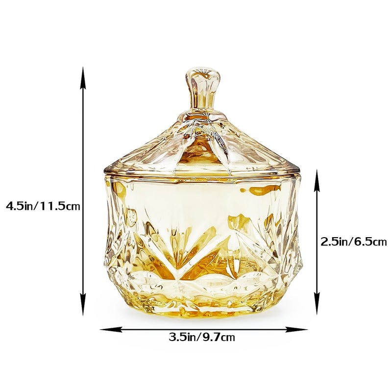 EWEIGEER 8oz Glass Candy Jar with Lid,Small Crystal Fall Candy Dish,Apothecary Jar for Cotton Balls Q Tips Small Accessories Office Bathroom Dining Room Organizer (Amber) - Image 3