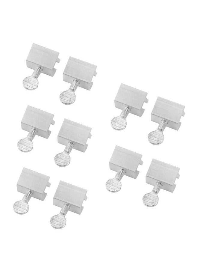 10pcs Sliding Window Security Lock Security Door Stopper Safety Lock Drill Free Install Anti Theft Limit Round Handle Silver