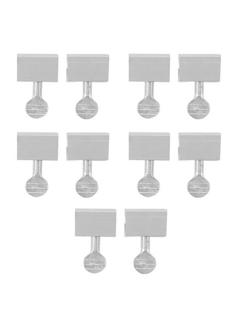 10pcs Sliding Window Security Lock Security Door Stopper Safety Lock Drill Free Install Anti Theft Limit Round Handle Silver