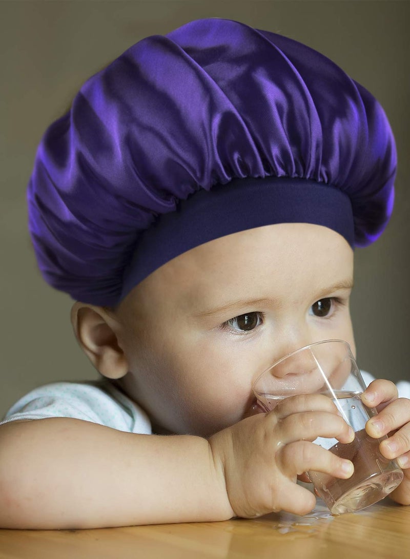 قبعات نوم ساتان، قبعات نوم ذات حزام عريض للأطفال، قبعة نوم قابلة للتعديل قابلة للعكس من ساتان ناعم مزينة بالأزهار لليافعين والأطفال (6 قطع) - Image 3