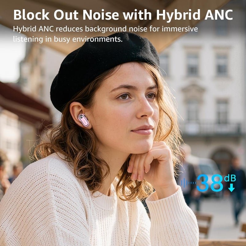 TOZO Hybrid Active Noise Cancelling Wireless Earbuds, Bluetooth 5.4 Headphones, 10mm Drivers Deep Bass Stereo Sound, 4 Mics ENC AI Clear Calls, 32 EQ Customization via App, Crystal Case Design - Image 3