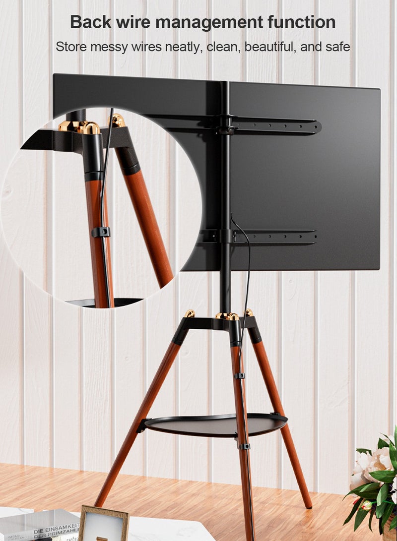 Sharpdo Height Adjustable Floor TV Stand for 32-65 inch Screens,Corner TV Stand Mount with Wood Legs for Bedroom, Living Room, Studio - Image 5