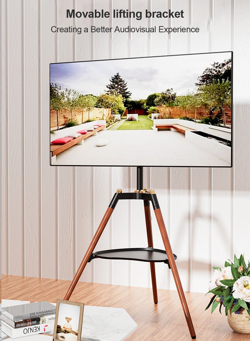 Sharpdo Height Adjustable Floor TV Stand for 32-65 inch Screens,Corner TV Stand Mount with Wood Legs for Bedroom, Living Room, Studio - Image 2