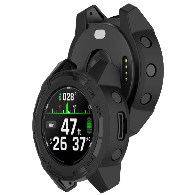 AWADUO غطاء واقي متوافق مع ساعة Garmin Descent G2/G1/G1 Solar الذكية، غلاف ناعم من سيليكون TPU (أسود) - Image 2