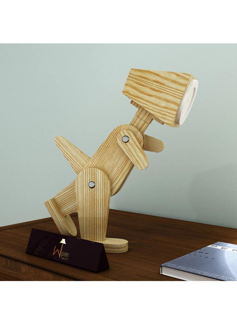 Wooden Twist Wooden Dinosaur Shaped Lamp (Pinewood) - Image 1