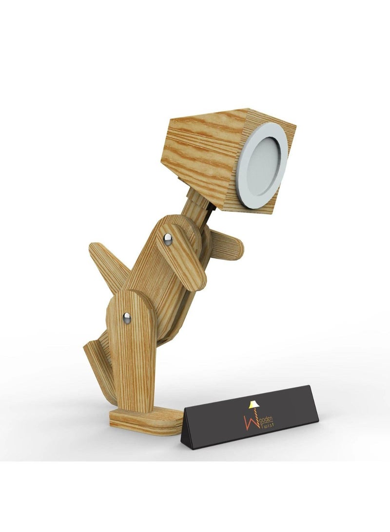 Wooden Twist Wooden Dinosaur Shaped Lamp (Pinewood) - Image 5