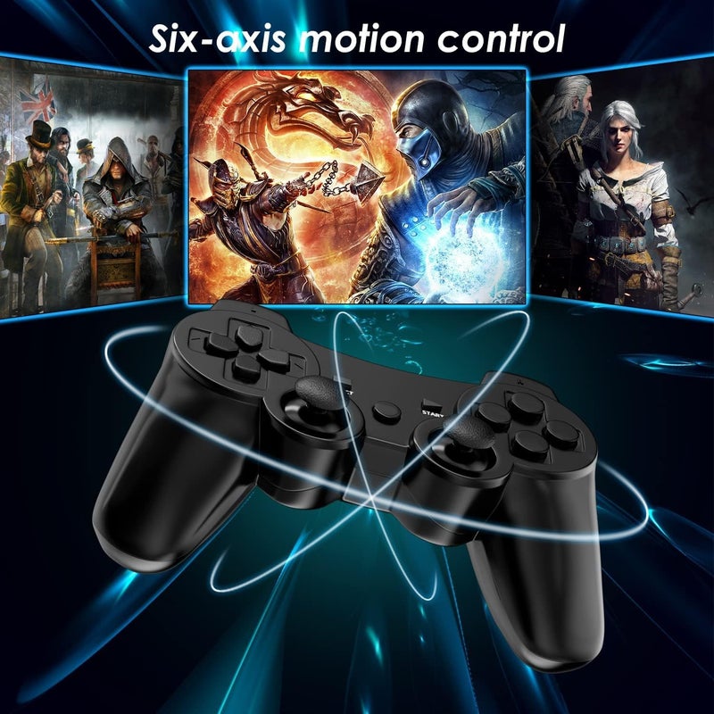 CHENGDAO وحدة تحكم CHENGDAO لـ PS3 حزمة 2 لـ PlayStation 3 وحدة تحكم لاسلكية عالية الأداء مع تحكم مزدوج بالاهتزاز والحركة، أسود - Image 3