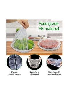 Generic 200 pcs Food Storage Bags - Stretchable Flexible Covers - 200 Pack Of Clear Reusable Plastic Lids, Perfect For Keeping Leftovers And Storing Meals  - Image 5