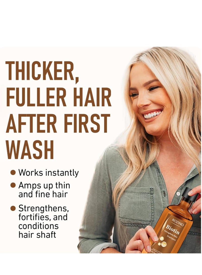 Rozino شامبو البيوتين، علاج تكثيف الشعر بزيت الخروع، زيت إكليل الجبل، والكيراتين – شامبو مكثف للشعر الجاف والتالف – مثالي للنساء والرجال ذوي الشعر الخفيف 100غ - Image 2