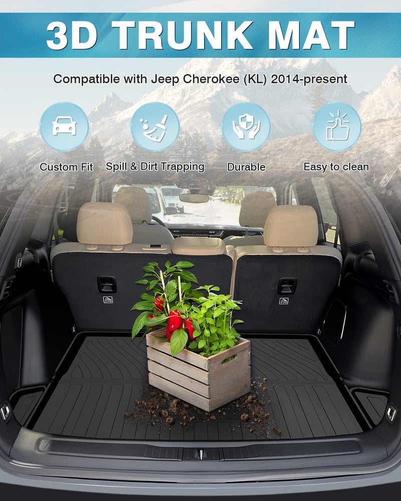 Mixsuper Custom Fit for Cargo Liner 2014-2022 Jeep Cherokee All Weather Trunk Liner Anti-Slip Durable Rear Cargo Floor Mat Black (Not for Jeep Grand Cherokee) - Image 2