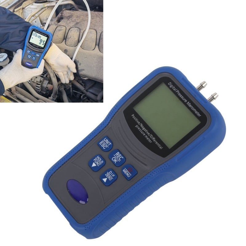 Digital Manometer 32-Data Recording LCD Display - High Strength ABS Shell Portable Gauge for Auto Repair Pressure Measurement - Image 5