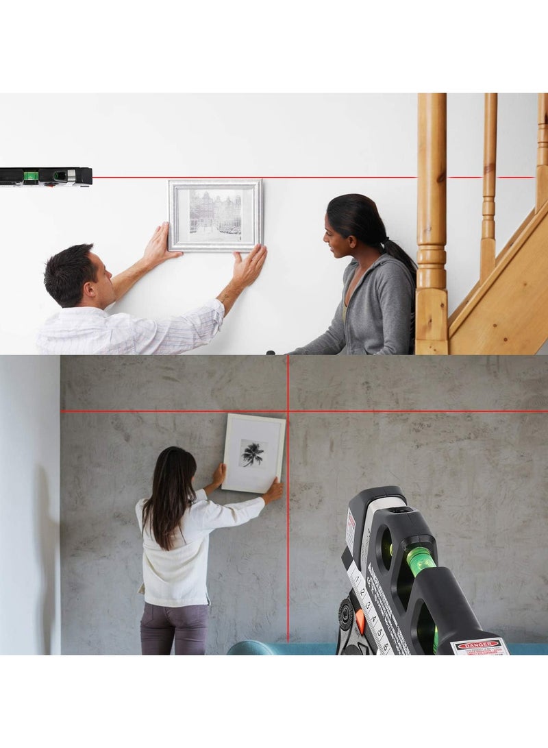 Laser Level Line Tool, Multipurpose Laser Level Kit Standard Cross Line Laser leveler Beam Tool with Metric Rulers 8ft/2.5M for Picture Hanging cabinets(black) - Image 4