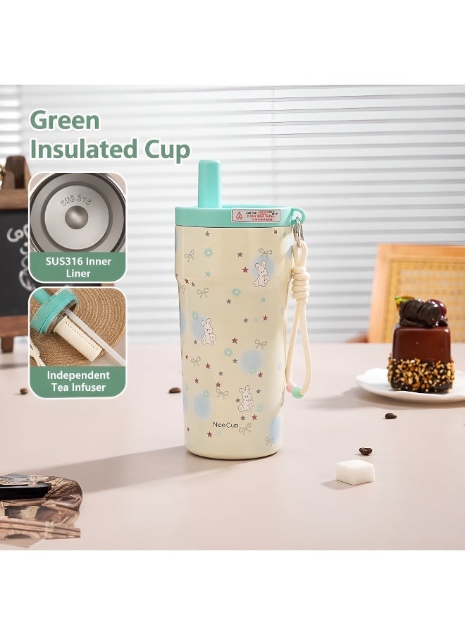 NICE Insulated Travel Mug 500ml – Double Wall Stainless Steel, Leakproof, BPA Free, with Hidden Straw, Keeps Drinks Hot & Cold, Perfect for Travel & Daily Use - Image 2