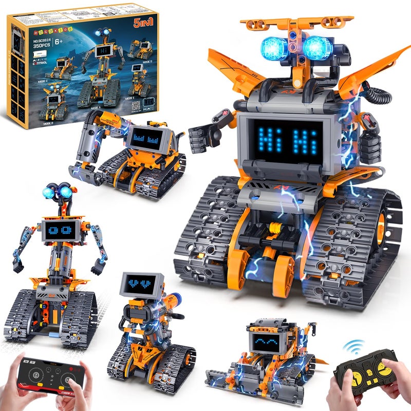 HOGOKIDS Robot Toys with LED Eyes 18 Expression Building Sets 5in1 App Remote Control Rechargeable Robotics Kit for Kids RC Programmable Projects Educational Gift for Boys Girls 814 Year Old - Image 3