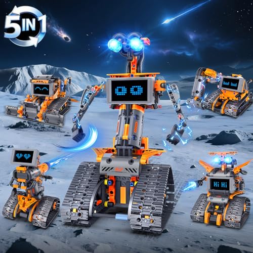 HOGOKIDS Robot Toys with LED Eyes 18 Expression Building Sets 5in1 App Remote Control Rechargeable Robotics Kit for Kids RC Programmable Projects Educational Gift for Boys Girls 814 Year Old - Image 5