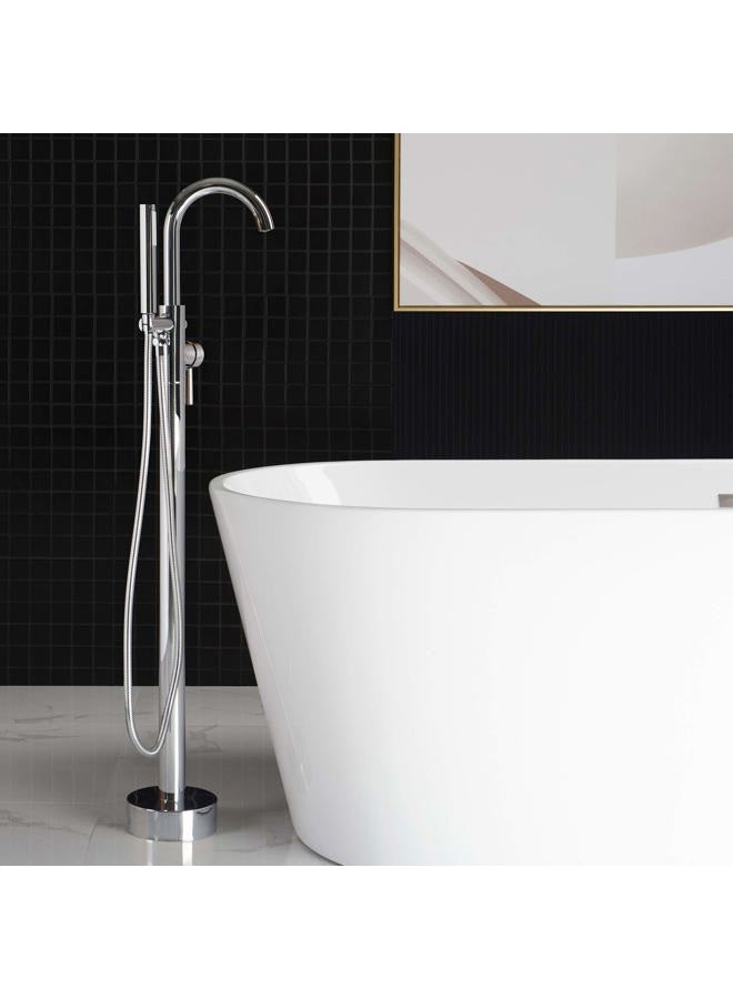 Woodbridge F0002 CH Freestanding Tub Filler Bathtub Chrome Floor Mount Brass Bathroom Faucets with Hand Shower - Image 1
