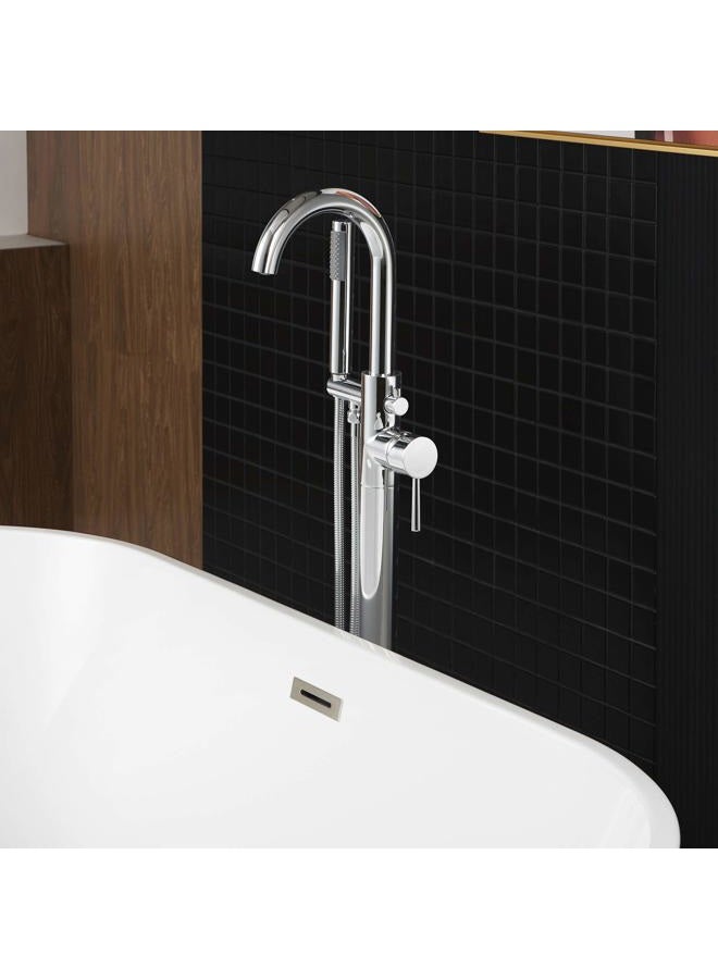 Woodbridge F0002 CH Freestanding Tub Filler Bathtub Chrome Floor Mount Brass Bathroom Faucets with Hand Shower - Image 4