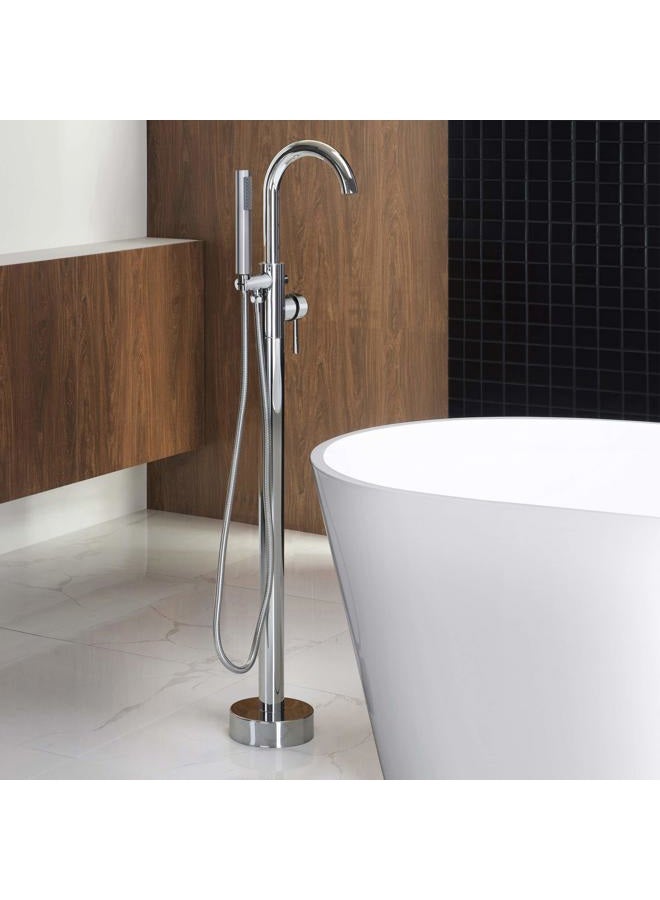 Woodbridge F0002 CH Freestanding Tub Filler Bathtub Chrome Floor Mount Brass Bathroom Faucets with Hand Shower - Image 2